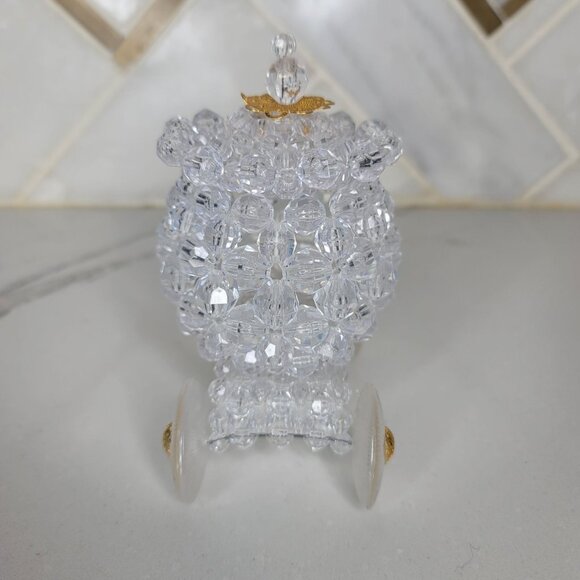 Handcrafted Crystal Beaded Cinderella Carriage box With lid and Gold Accents - Picture 4 of 6